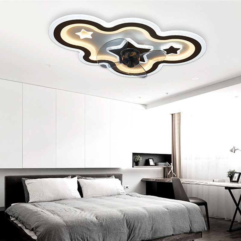 Lámpara de ventilador de techo LED de dormitorio acrílico moderno de Luz de Semi Flush de Cloud and Star