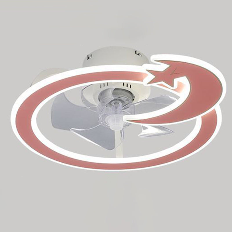 Minimalist Circular Ceiling Fan Lamp Acrylic Bedroom LED Semi Flush Light Fixture