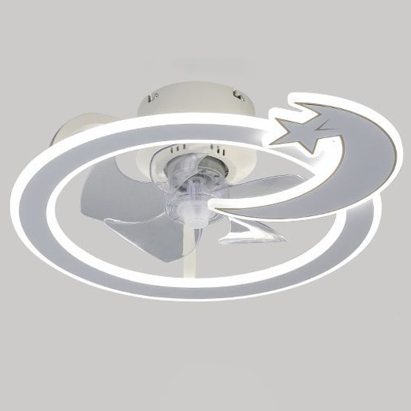 Minimalist Circular Ceiling Fan Lamp Acrylic Bedroom LED Semi Flush Light Fixture