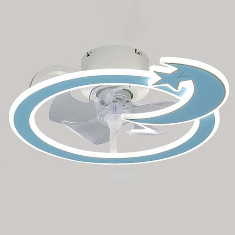 Minimalist Circular Ceiling Fan Lamp Acrylic Bedroom LED Semi Flush Light Fixture