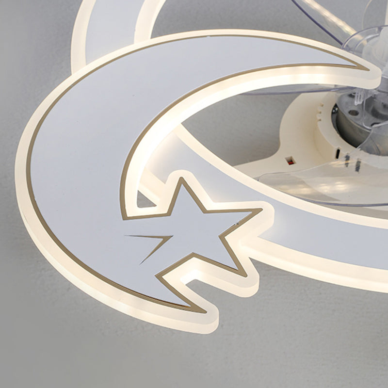 Minimalist Circular Ceiling Fan Lamp Acrylic Bedroom LED Semi Flush Light Fixture