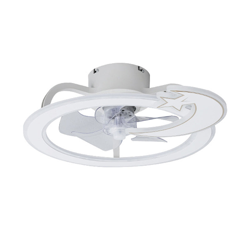 Minimalist Circular Ceiling Fan Lamp Acrylic Bedroom LED Semi Flush Light Fixture