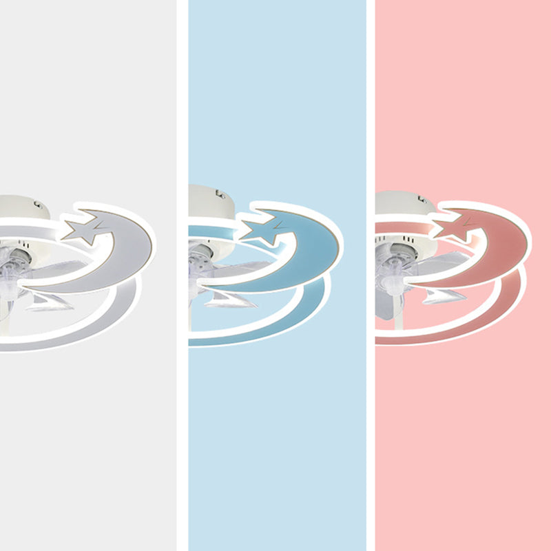 Minimalist Circular Ceiling Fan Lamp Acrylic Bedroom LED Semi Flush Light Fixture