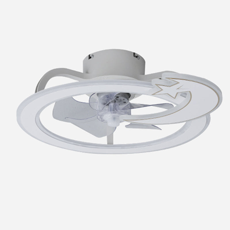 Minimalist Circular Ceiling Fan Lamp Acrylic Bedroom LED Semi Flush Light Fixture