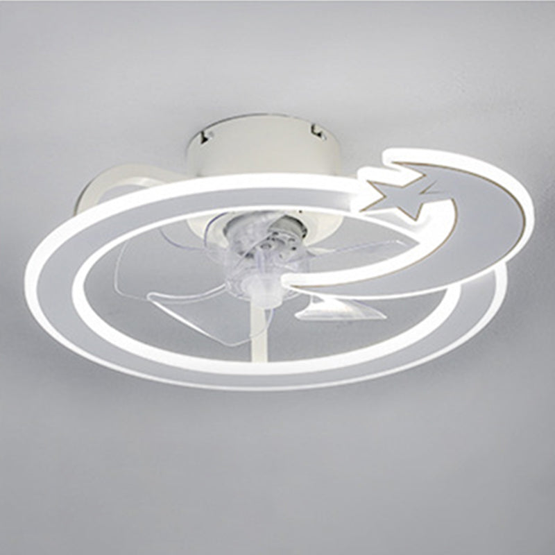Minimalist Circular Ceiling Fan Lamp Acrylic Bedroom LED Semi Flush Light Fixture
