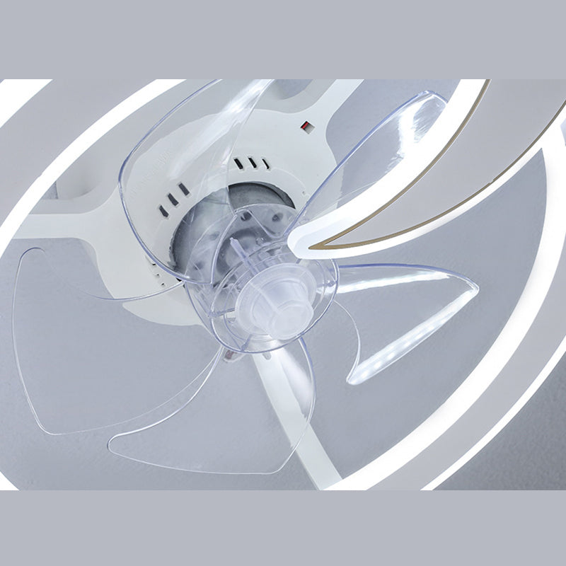 Minimalist Circular Ceiling Fan Lamp Acrylic Bedroom LED Semi Flush Light Fixture