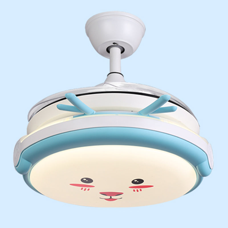 Drum Shade Hanging Lüfter Lampe Cartoon Acryl-Kindergarten-LED Semi Flush-Mount Light