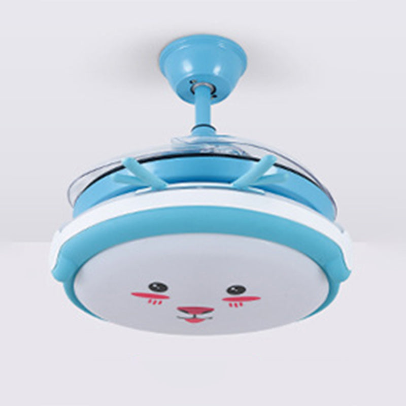 Drum Shade Hanging Lüfter Lampe Cartoon Acryl-Kindergarten-LED Semi Flush-Mount Light