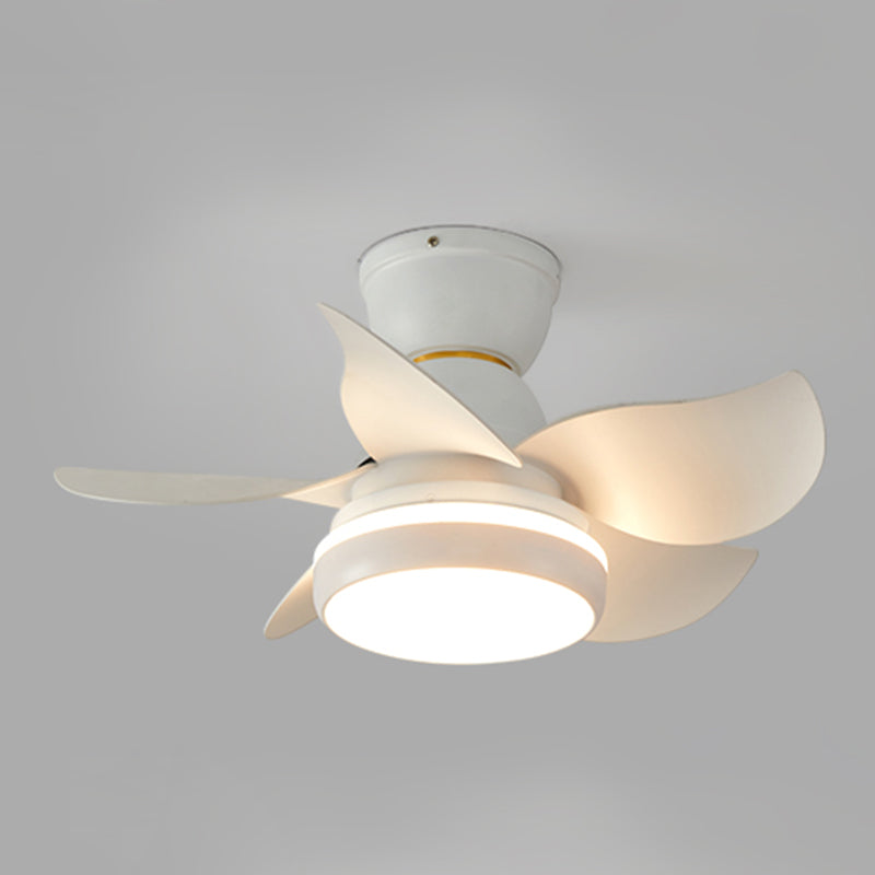 Macaron Style Round Pendant Fan Lamp Fixture Acrylic LED Bedroom Semi Flush Light