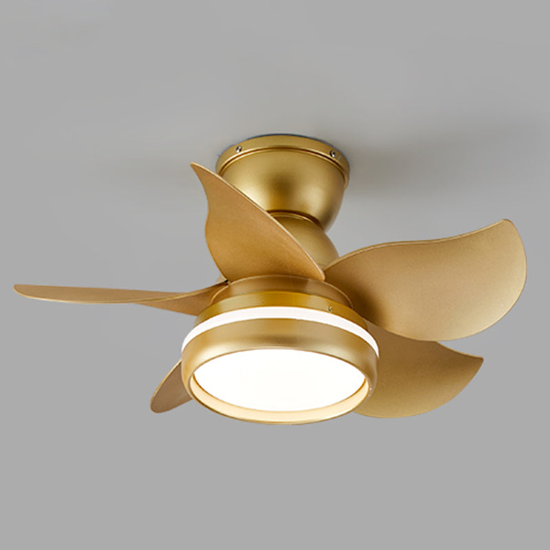 Macaron Style Round Pendant Fan Lamp Fixture Acrylic LED Bedroom Semi Flush Light