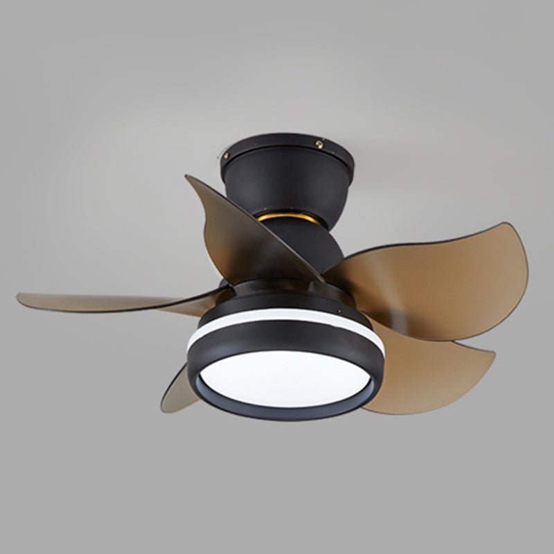 Macaron Style Round Pendant Fan Lamp Fixture Acrylic LED Bedroom Semi Flush Light