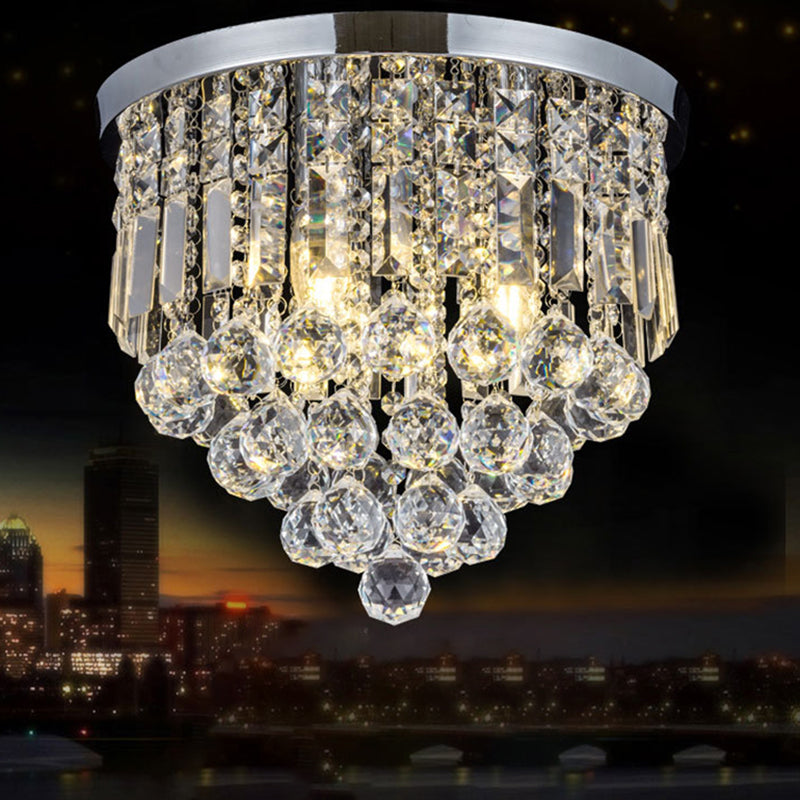 Teardrop Close to Ceiling Lighting Modern Style Crystal Chrome Ceiling Light Fixture