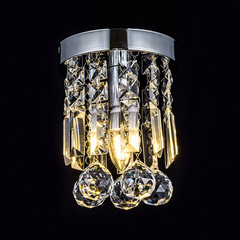 Teardrop Close to Ceiling Lighting Modern Style Crystal Chrome Ceiling Light Fixture