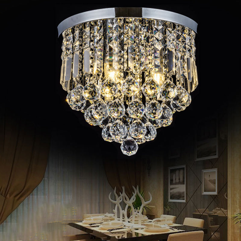 Teardrop Close to Ceiling Lighting Modern Style Crystal Chrome Ceiling Light Fixture