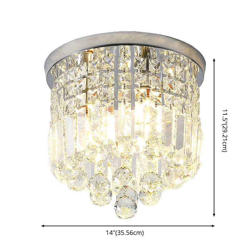 Teardrop Close to Ceiling Lighting Modern Style Crystal Chrome Ceiling Light Fixture