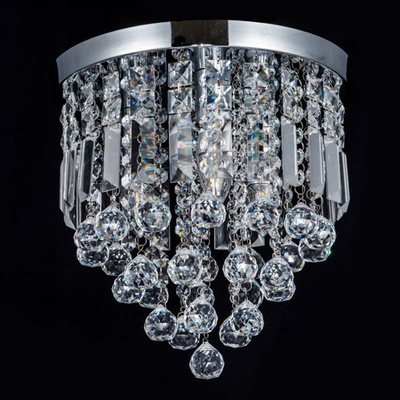 Teardrop Close to Ceiling Lighting Modern Style Crystal Chrome Ceiling Light Fixture
