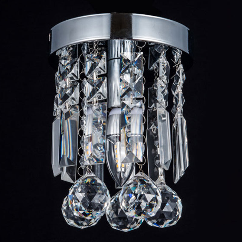 Teardrop Close to Ceiling Lighting Modern Style Crystal Chrome Ceiling Light Fixture