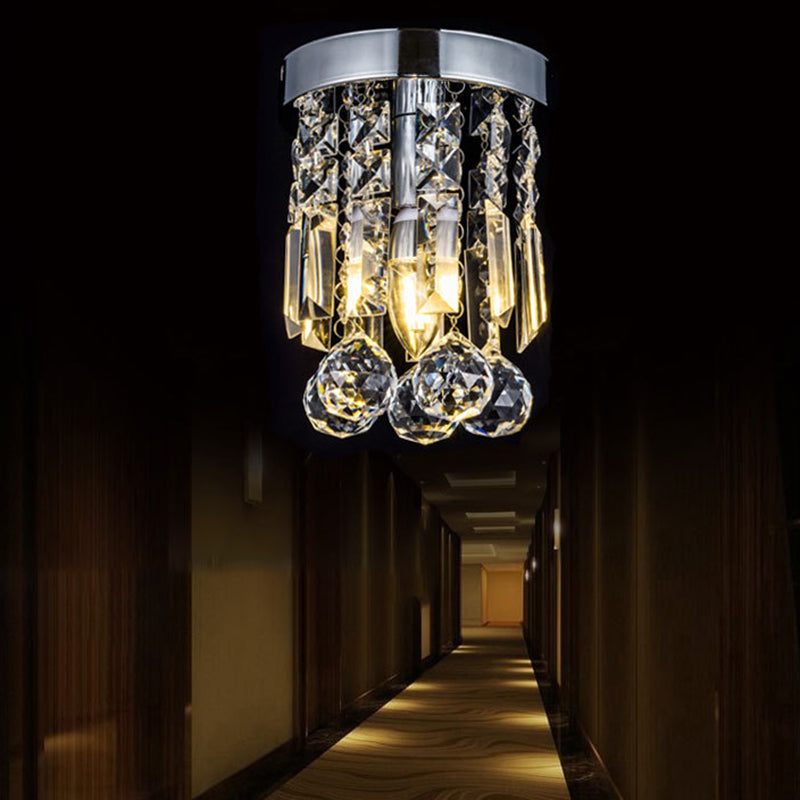 Teardrop Close to Ceiling Lighting Modern Style Crystal Chrome Ceiling Light Fixture