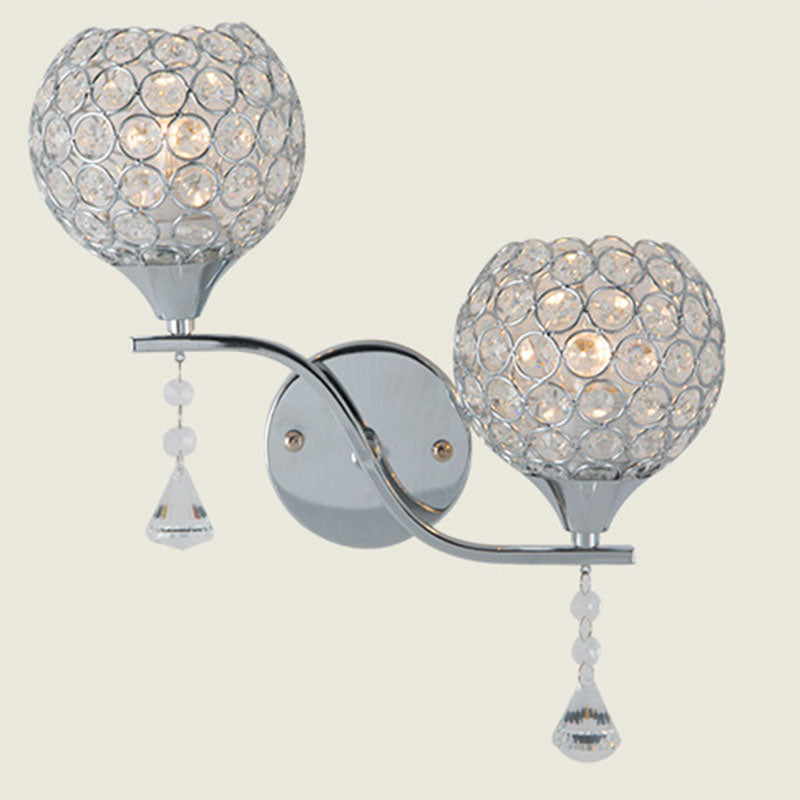 Ball Shade Crystal Wall Light Contemporary Wall Sconce Lighting for Living Room