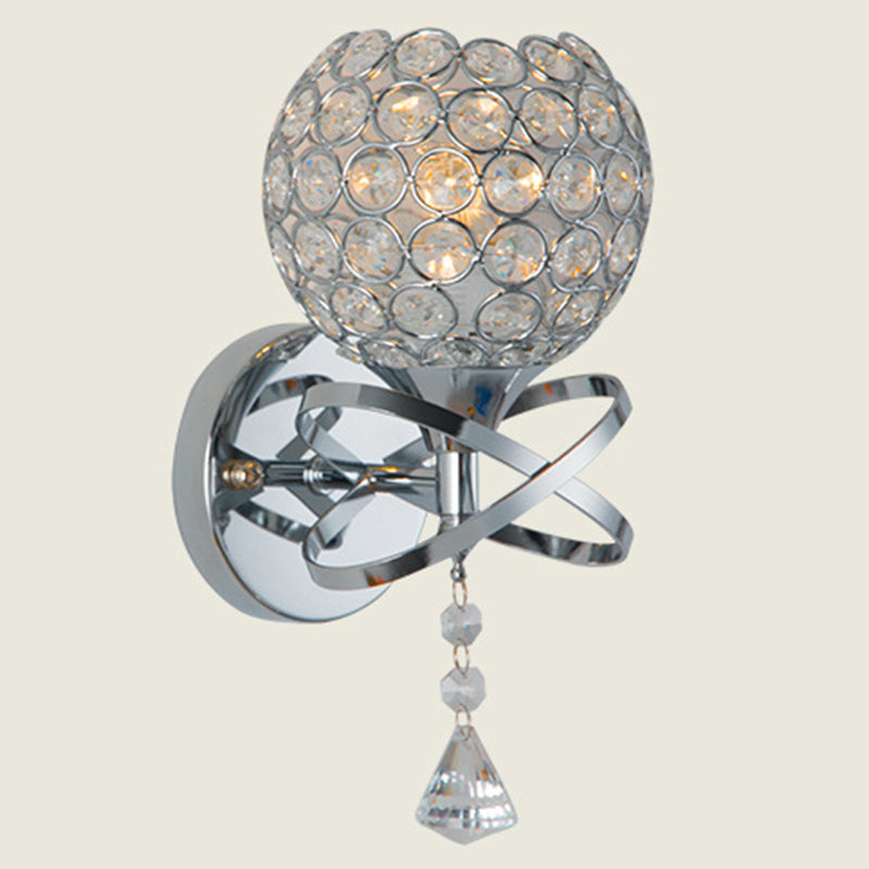 Ball Shade Crystal Wall Light Contemporary Wall Sconce Lighting for Living Room