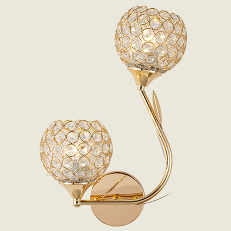 Ball Shade Crystal Wall Light Contemporary Wall Sconce Lighting for Living Room