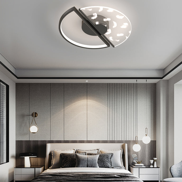 Acrylic Feather LED Flush Mount in Modern Luxury Style Iron Circular Ceiling Light for Bedroom