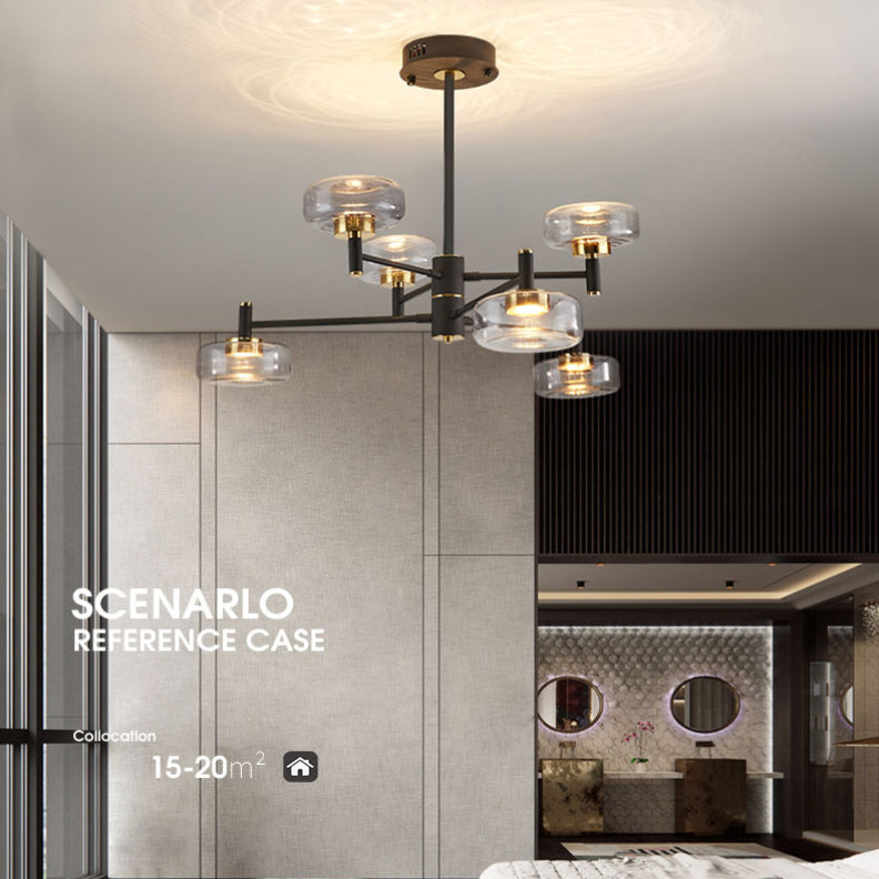 Modern Black Sputnik Chandelier Light Fixtures Aluminum Hanging Lamp for Living Room