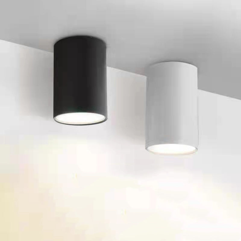 Modern Concise LED Flush Mount Aluminium Cylindrical Ceiling Light with Acrylic Shade