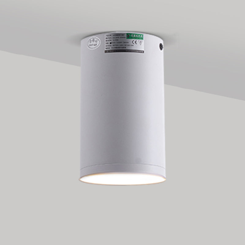 Modern Concise LED Flush Mount Aluminium Cylindrical Ceiling Light with Acrylic Shade