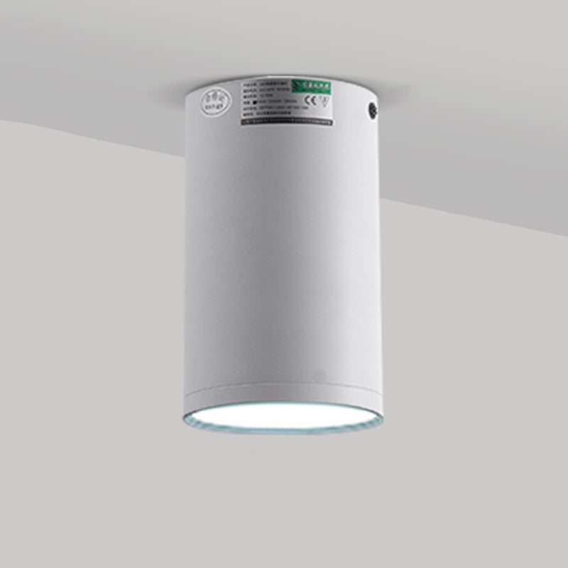 Modern Concise LED Flush Mount Aluminium Cylindrical Ceiling Light with Acrylic Shade