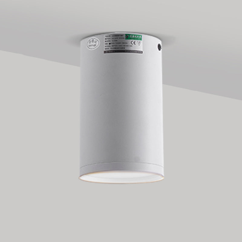 Modern Concise LED Flush Mount Aluminium Cylindrical Ceiling Light with Acrylic Shade