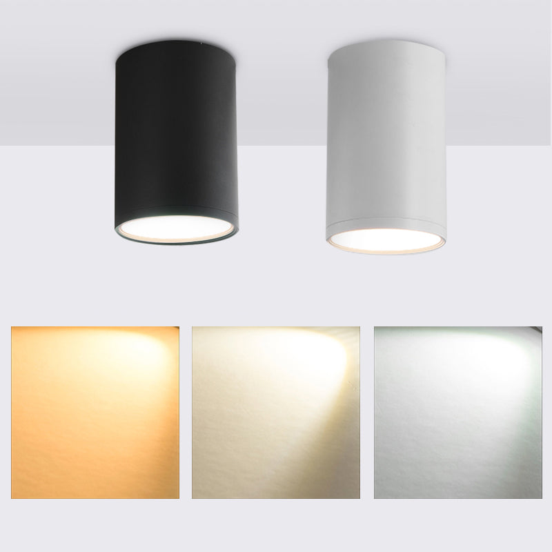 Modern Concise LED Flush Mount Aluminium Cylindrical Ceiling Light with Acrylic Shade