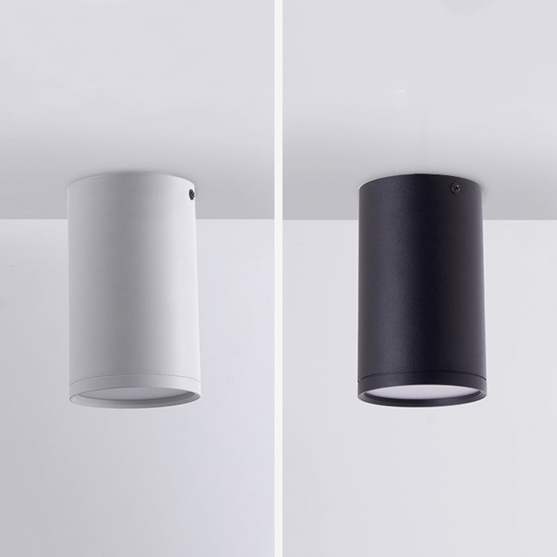 Modern Concise LED Flush Mount Aluminium Cylindrical Ceiling Light with Acrylic Shade