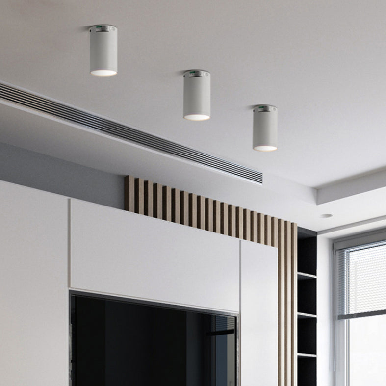 Modern Concise LED Flush Mount Aluminium Cylindrical Ceiling Light with Acrylic Shade