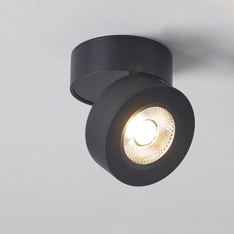 Modern Creative LED Rotatable Ceiling Light Aluminium Cylindrical Flush Mount with Clear Glass Shade