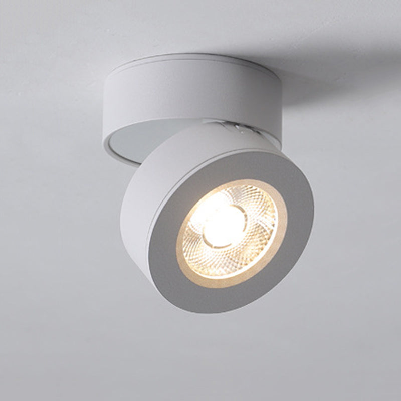 Modern Creative LED Rotatable Ceiling Light Aluminium Cylindrical Flush Mount with Clear Glass Shade