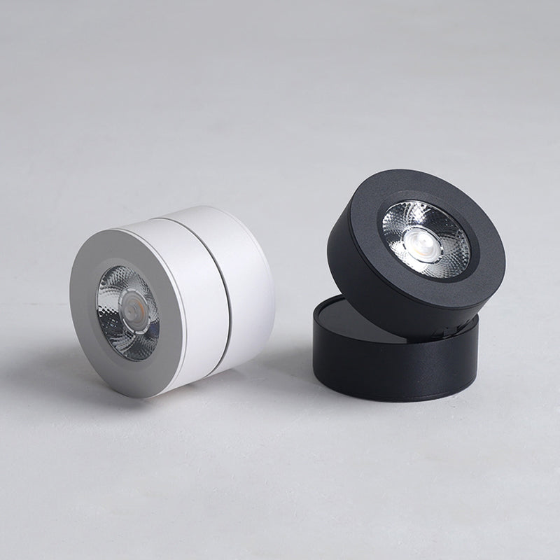 Modern Creative LED Rotatable Ceiling Light Aluminium Cylindrical Flush Mount with Clear Glass Shade