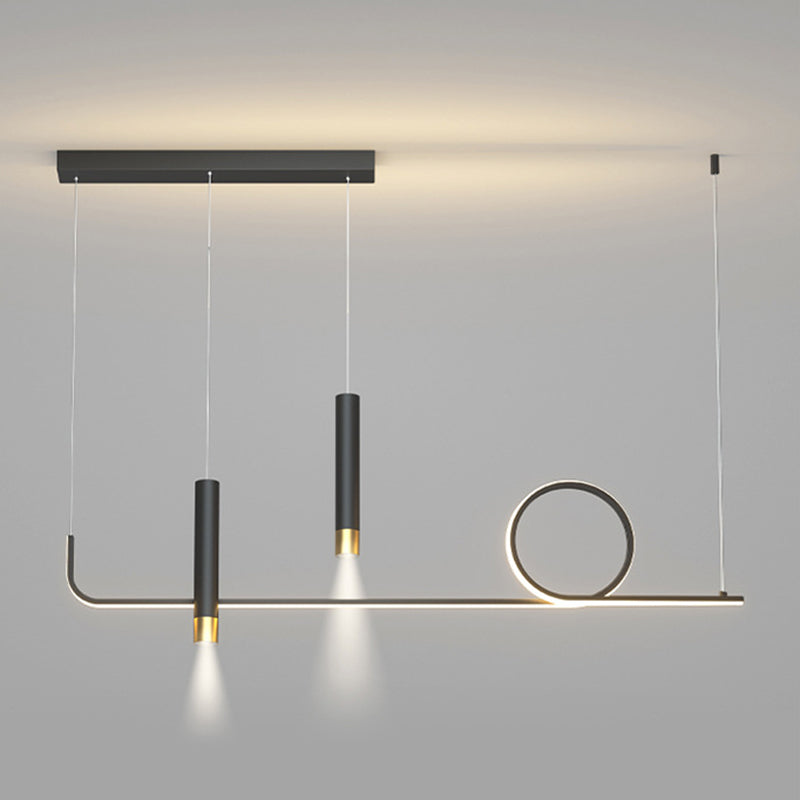 Silica Gel Linear LED Island Light in Modern Concise Style Aluminium Pendant Light for Dining Room