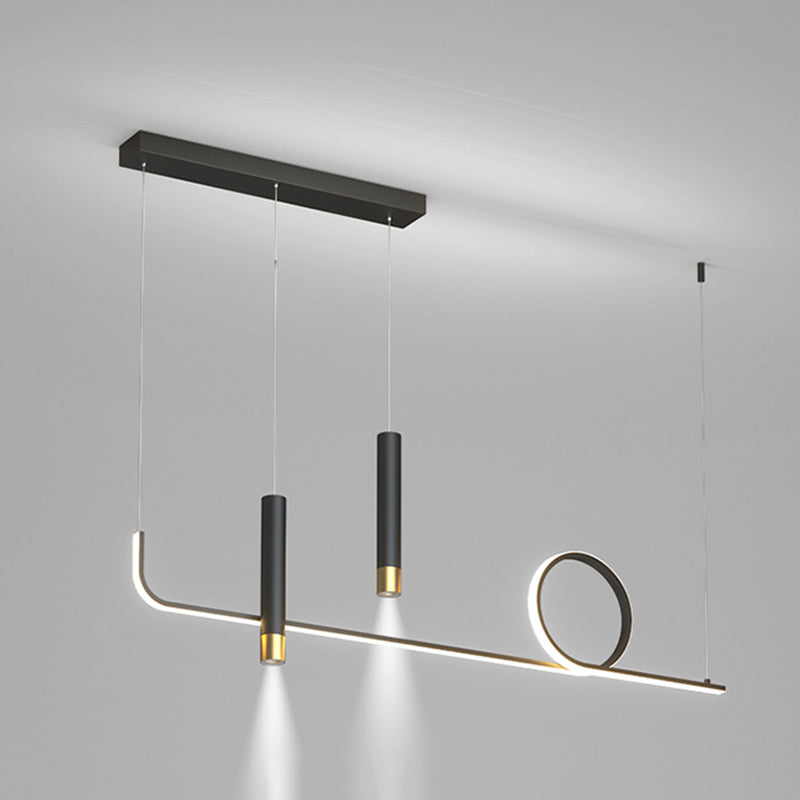 Silica Gel Linear LED Island Light in Modern Concise Style Aluminium Pendant Light for Dining Room