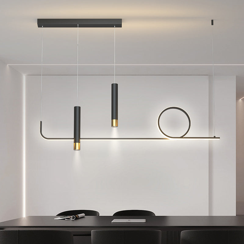 Silica Gel Linear LED Island Light in Modern Concise Style Aluminium Pendant Light for Dining Room