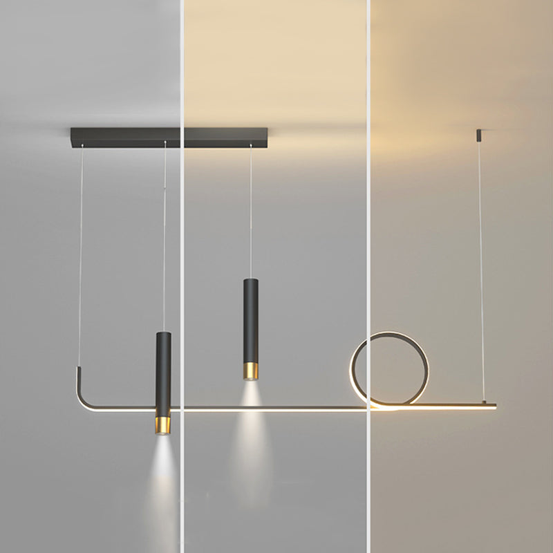 Silica Gel Linear LED Island Light in Modern Concise Style Aluminium Pendant Light for Dining Room