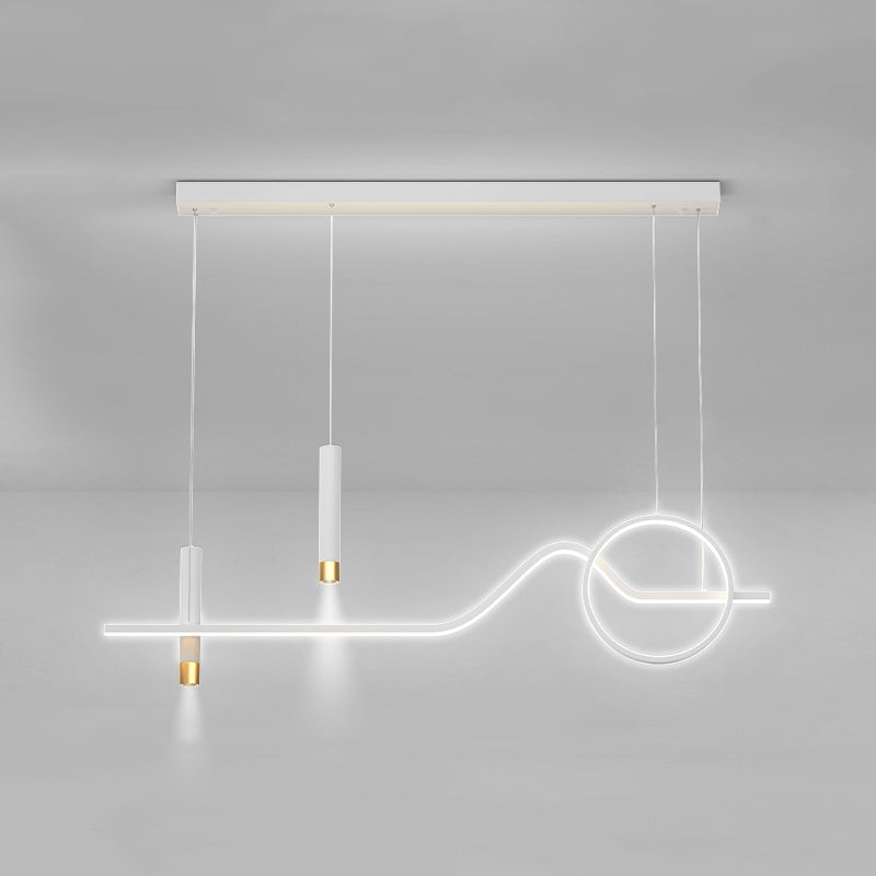 Modern Simplicity Linear LED Island Light Wrought Iron Pendant Light with Silicone Shade