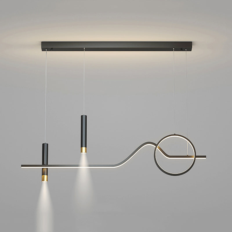 Modern Simplicity Linear LED Island Light Wrought Iron Pendant Light with Silicone Shade