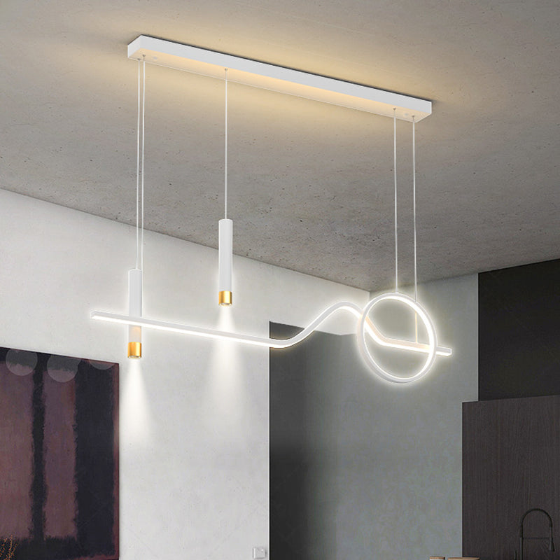 Modern Simplicity Linear LED Island Light Wrought Iron Pendant Light with Silicone Shade