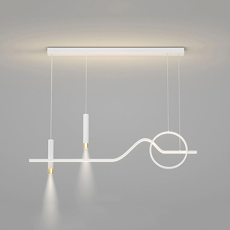 Modern Simplicity Linear LED Island Light Wrought Iron Pendant Light with Silicone Shade