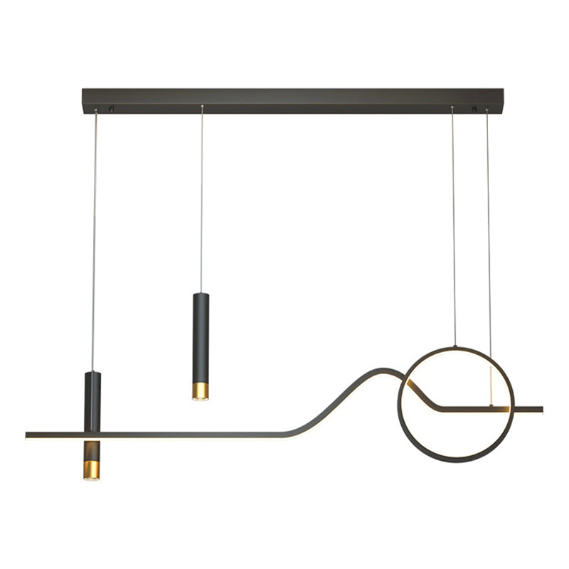 Modern Simplicity Linear LED Island Light Wrought Iron Pendant Light with Silicone Shade