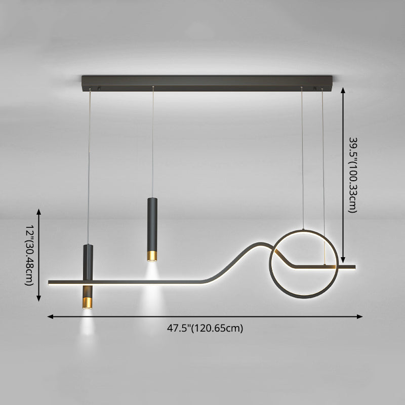 Modern Simplicity Linear LED Island Light Wrought Iron Pendant Light with Silicone Shade