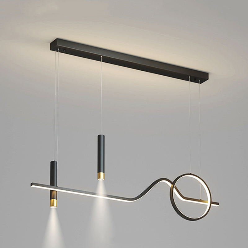 Modern Simplicity Linear LED Island Light Wrought Iron Pendant Light with Silicone Shade