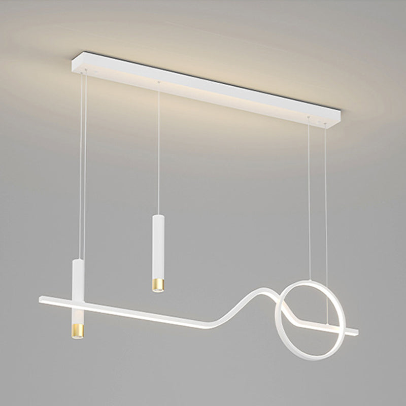 Modern Simplicity Linear LED Island Light Wrought Iron Pendant Light with Silicone Shade