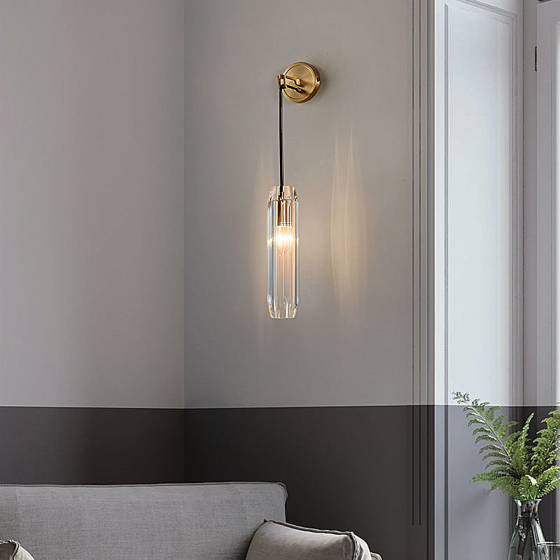 Teardrops Wall Mount Light Fixture Modern Style Crystal 1-Light Sconce Lights in Gold